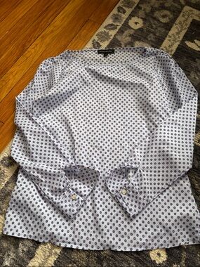 Women’s Light Blue Patterned Long-Sleeve Dress Shirt